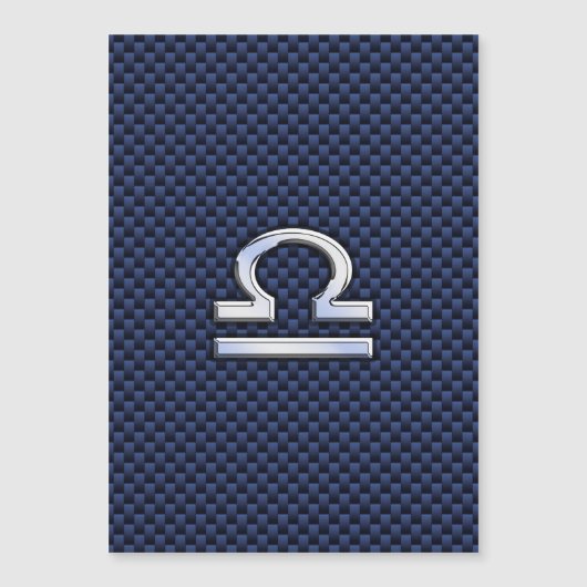 Silver Libra Zodiac Symbol Navy Blue Carbon Fiber (Voorkant)