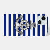 Silver Lifesaver op Nautical Stripes Case-Mate iPhone Case (Achterkant (horizontaal))