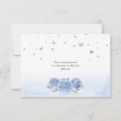 Silver Light Baby Blue Rozen Elegant Save The Date (Achterkant)