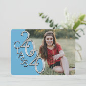 Silver Light Blue 2020 Invitation de graduation ph (Debout devant)