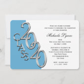 Silver Light Blue 2020 Invitation de graduation ph (Dos)