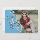 Silver Light Blue 2020 Invitation de graduation ph (Devant)