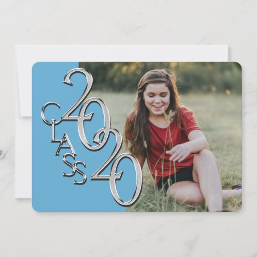 Silver Light Blue 2020 Invitation de graduation ph (Devant)
