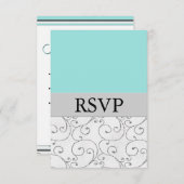 Silver Light Blue Wedding RSVP-reactiekaarten RSVP Kaartje (Voorkant / Achterkant)