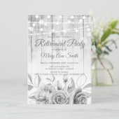 Silver Lights & Flowers Rustic Retirement Party Kaart (Staand voorkant)