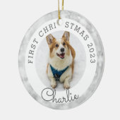 Silver Lights Pet's eerste kerstfoto Keramisch Ornament (Links)