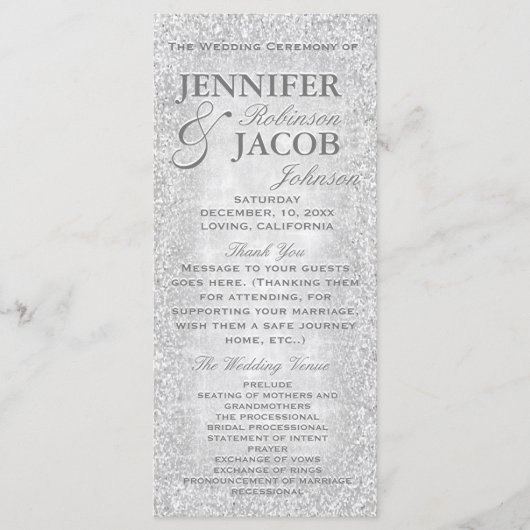 Silver Lights Wedding Programma (Voorkant)