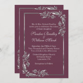 Silver Lijst Plum Invitation Kaart (Voorkant / Achterkant)
