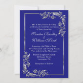 Silver Lijst Stunning Navy Invitation Kaart (Voorkant)
