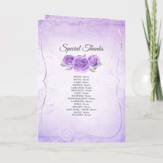 Silver Lila Lavender Charro Quinceanera Folded (Achterkant)