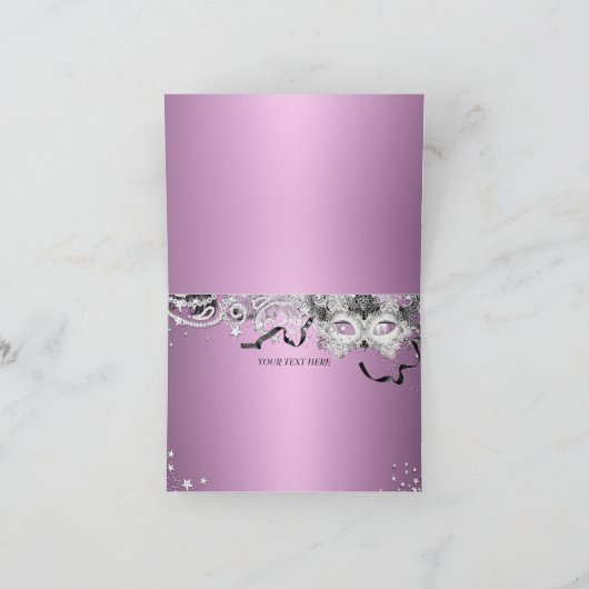 Silver Lila Sparkle Mask Masquerade Dank u Bedankkaart (Binnen)