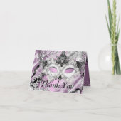 Silver Lila Sparkle Mask Masquerade Dank u Bedankkaart (Voorkant)