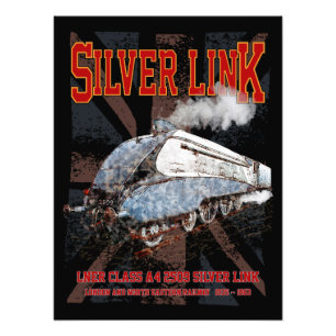 Silver Link LNER Klasse A4 2509 Locomotief UK vlag Foto Afdruk