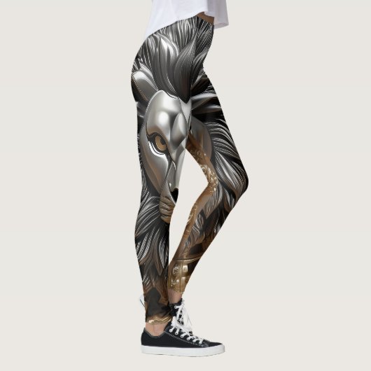 Silver Lions Head Design Leggings (Rechts)