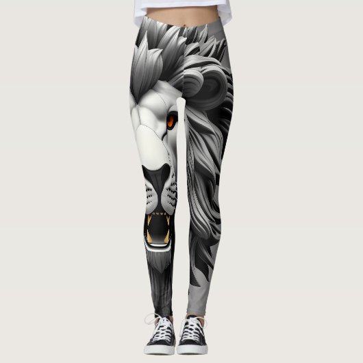 Silver Lions Head Design Leggings (Voorkant)