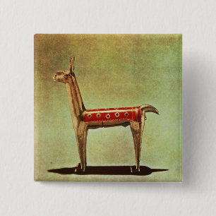 Silver Llama Figurine uit Peru na 1438 Vierkante Button 5,1 Cm