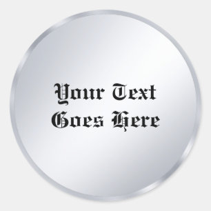 Silver look Classic Old Style Text Calligraphy Ronde Sticker