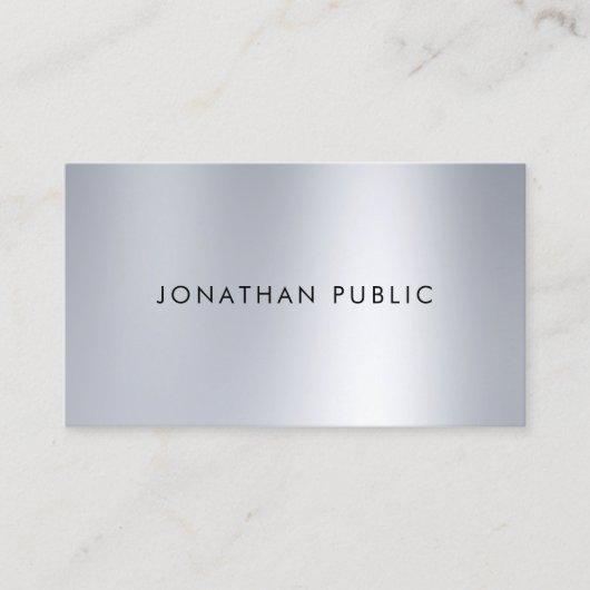 Silver Look Design Modern Slank Elegant Plain Visitekaartje (Voorkant)