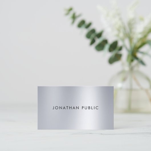 Silver Look Design Modern Slank Elegant Plain Visitekaartje (Staand voorkant)