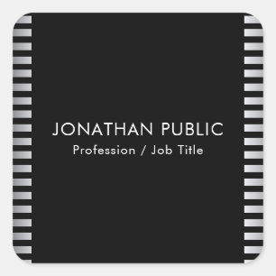 Silver look Elegant Moderne Sjabloon Aangepast Vierkante Sticker