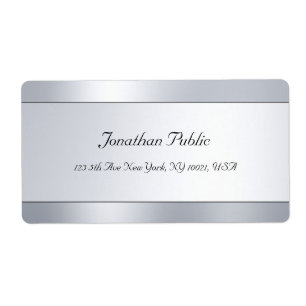 Silver Look Handschrift Script Modern Sjabloon Etiket