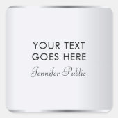 Silver Look Sjabloon Typografie Script Modern Vierkante Sticker (Voorkant)