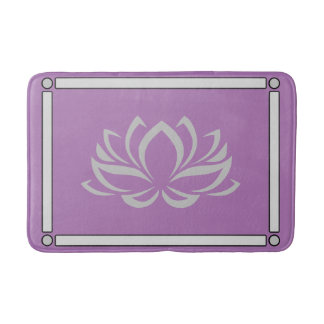 Silver Lotus over Lavender Bath Mat