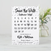 Silver Love Heart Calendar Save The Date (Staand voorkant)