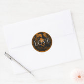 Silver Love Rust and Black Damask Envelope Seal Ronde Sticker (Envelop)