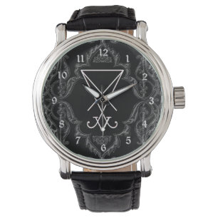 Silver Lucifer Sigil Occult Art Horloge