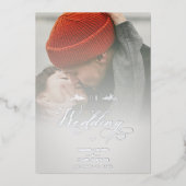 Silver Luxury Modern Transparency Wedding Photo Folie Uitnodiging (Voorkant)