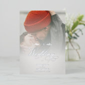 Silver Luxury Modern Transparency Wedding Photo Folie Uitnodiging (Staand Voorkant)