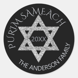 Silver Magen David Custom Purim elke vakantie Ronde Sticker