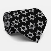 Silver Magen David Symbol Purim Style Patroon Stropdas (Opgerold)