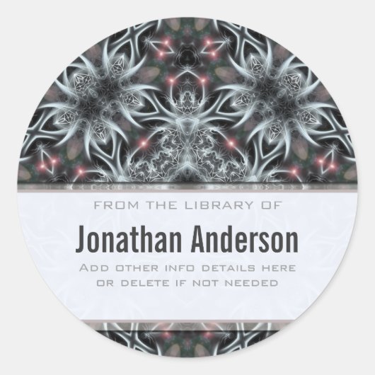 Silver Magic Fractal Bookplate Sticker (Voorkant)