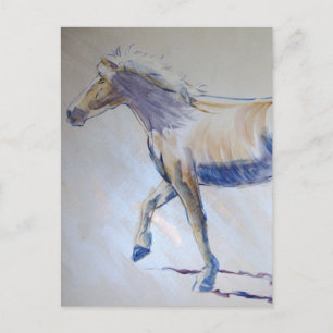 Silver Mane Horse Walking Acrylverf Briefkaart