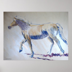 Silver Mane Horse Walking Acrylverf Poster