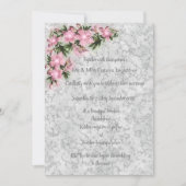 Silver marble floral bruiloft met roze floral kaart (Voorkant)
