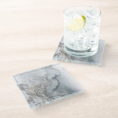 Silver Marble Glass Onderzetter (Schuin)