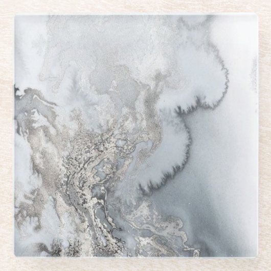 Silver Marble Glass Onderzetter (Voorkant)