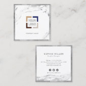 Silver marble logo professional vierkante visitekaartje (Voorkant / Achterkant)