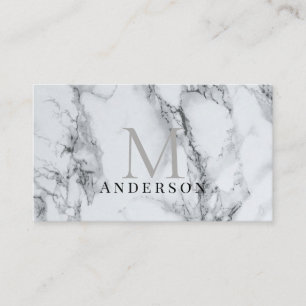 Silver Marble Masculine Double Monogram Visitekaartje