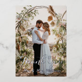 Silver Mariage Photo Plat Merci Cartes (Recto)