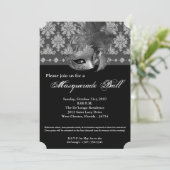 Silver Masquerade Ball Mask Costume Halloween Part Kaart (Staand voorkant)