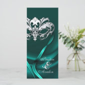 Silver Masquerade Blauwgroen juwelen bruiloft prog Programma (Staand voorkant)