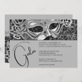 Silver Masquerade Gala Invitation Kaart (Voorkant / Achterkant)
