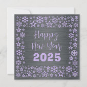 Silver Maue Square wish card with golden stars Feestdagenkaart (Voorkant)