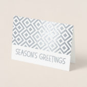 Silver Meander Pattern Season's Greetings Folie Kaarten (Voorkant)