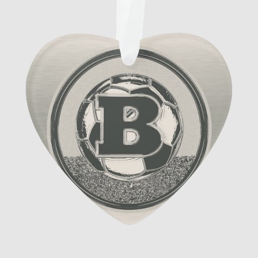 Silver Medal Soccer Monogram Letter B Ornament (achterkant)