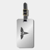 Silver Medical Caduceus Bagagelabel (Voorkant verticaal)